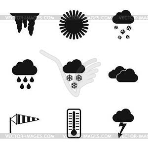 Kinds of weather icons set, simple style - vector clipart