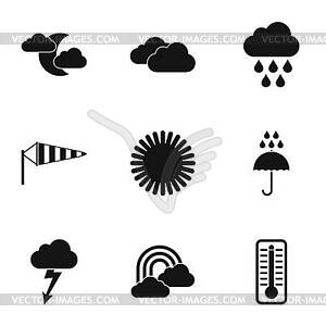 Air temperature icons set, simple style - vector clip art