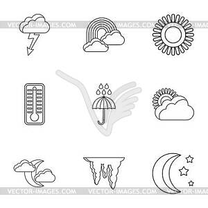 Air temperature icons set, outline style - vector clipart