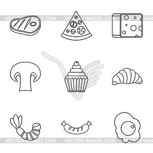 Brunch icons set, outline style - white & black vector clipart