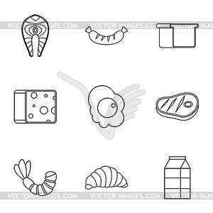 Morning meal icons set, outline style - vector image