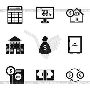 Funding icons set, simple style - vector clip art