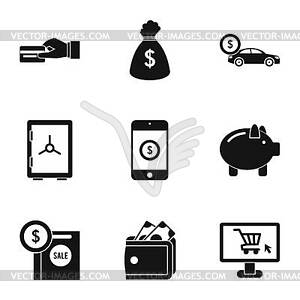 Money icons set, simple style - vector clipart / vector image