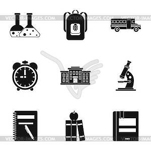 School icons set, simple style - vector image