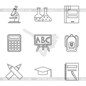 Education icons set, outline style - vector clipart