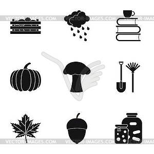 Autumn coming icons set, simple style - vector image