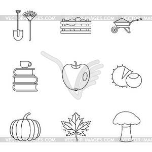 Season of year autumn icons set, outline style - vector clip art