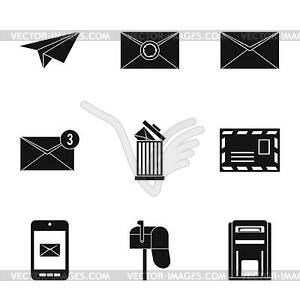 E-mail icons set, simple style - vector clip art