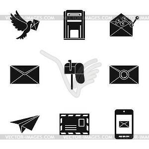 Communication via internet icons set, simple style - vector clip art