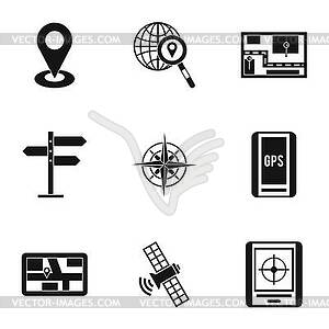 GPS map icons set, simple style - vector clip art