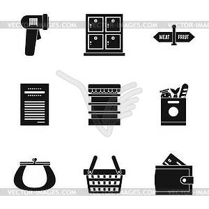 Shop icons set, simple style - vector image