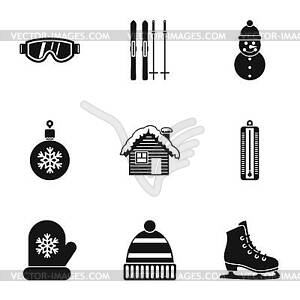 Winter holidays icons set, simple style - vector clipart