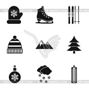 Winter frost icons set, simple style - vector clip art