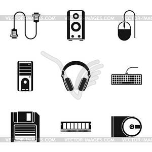 Computer icons set, simple style - vector clipart / vector image