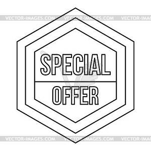 Special offer label icon, outline style - vector clip art