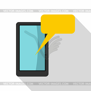 Smartphone with bubble speech icon, flat style - vector clipart