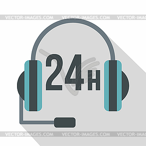 24 support service icon, flat style - vector clipart