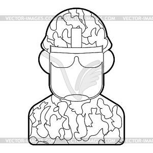Soldier icon, outline style - vector image