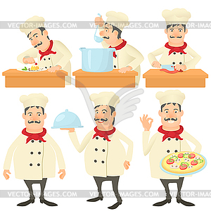 Cook kitchener concept set, cartoon style - vector clipart