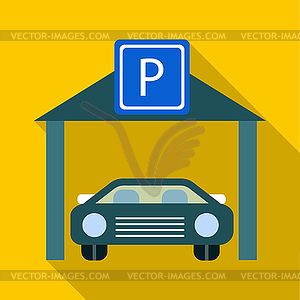 Car parking icon, flat style - vector image