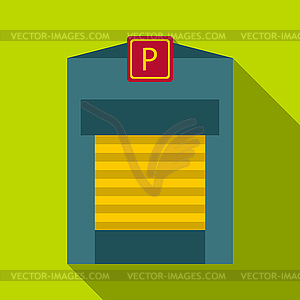 Gates to parking icon, flat style - vector clip art