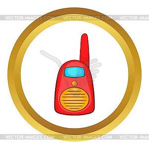 Red portable handheld radio icon - vector image