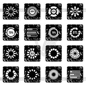 Loading bars and preloaders set icons - white & black vector clipart