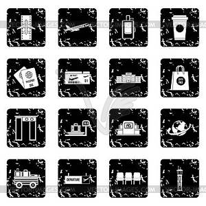Airport icons set, simple style - vector clipart