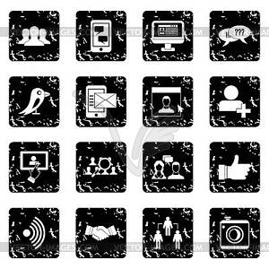 Social network icons set, simple style - vector clipart