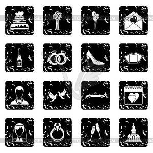 Wedding icons set, simple style - royalty-free vector clipart