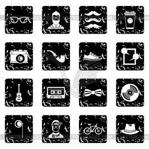 Hipster icons set, simple style - vector image