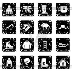 Winter icons set, simple style - vector clipart