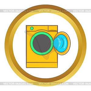 Yellow washing machine icon - vector image