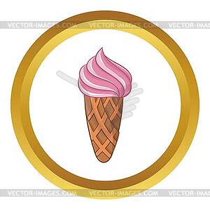 Ice cream in waffle icon - vector image