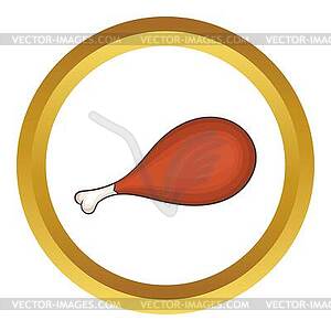 Grilled chicken leg on bone icon - vector clip art