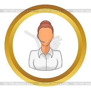 Support phone operator in headset icon - vector clipart