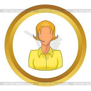 Support phone operator in headset icon - vector clipart