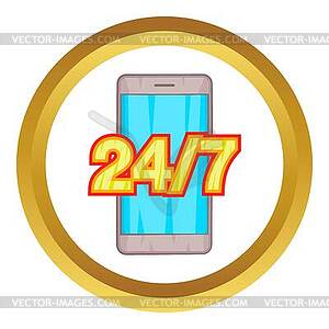 24 7 phone support icon - vector clip art