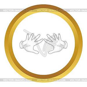 Magician hands in white gloves icon - vector clip art