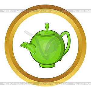 Green teapot icon - vector clip art