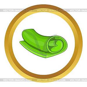 Green towel rolled up icon - vector image