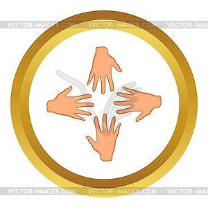 Hands of four people icon - vector clip art