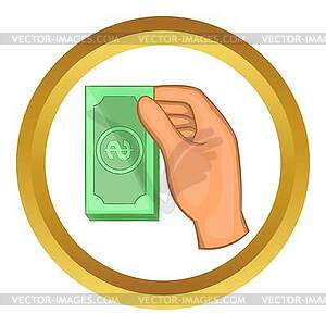 Hand holding dollar bills icon - vector clip art