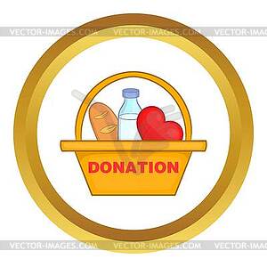 Donation box with food icon - vector image