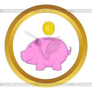 Pink pig money box icon - vector clipart