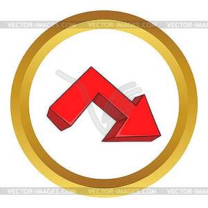 Red broken arrow icon - vector image