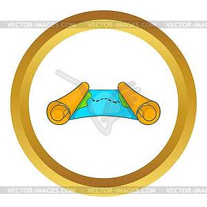 Ancient scroll map icon - color vector clipart