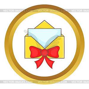 Christmas envelope with bow icon - vector clipart / vector image