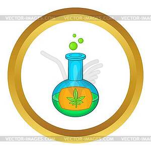 Test tube with marijuana leaf icon - royalty-free vector clipart