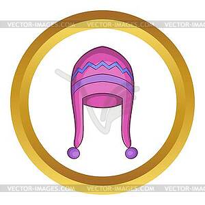 Cute winter hat icon - vector clipart